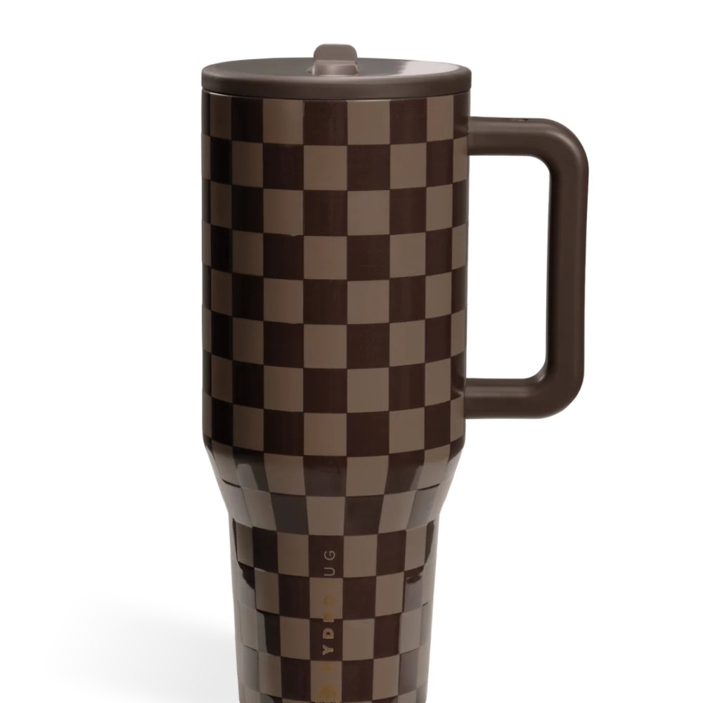 HydroJug Autumn Checkered Brown Mug